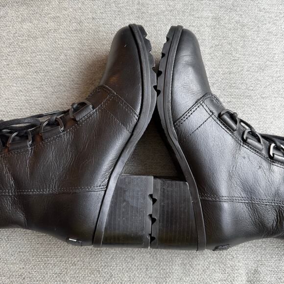 SOREL Cate Lace Women's Black Leather Waterproof D-ring Rain Booties Sz 8.5 - Picture 9 of 11